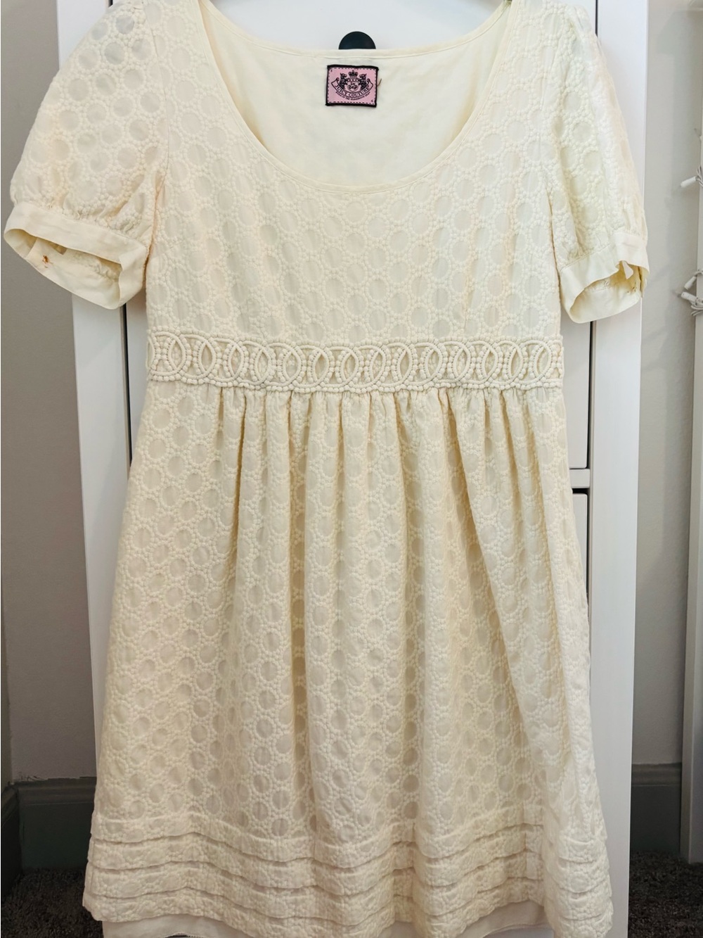 Juicy Couture Cream Lace Short-Sleeve Girls Dress